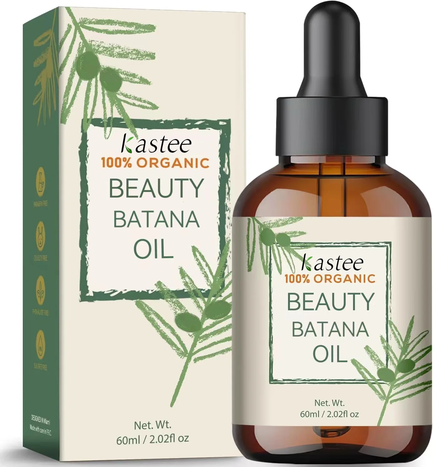 OEM 60ml private label 100% natural pure anti-hair loss hair growth Batana oil