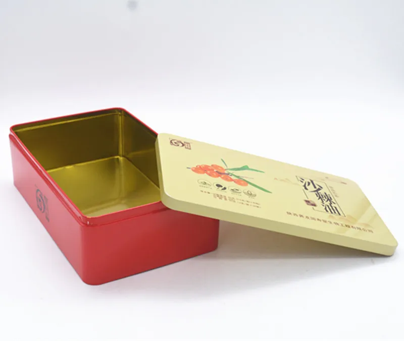 Factory customized rectangular tinplate metal packaging tin box food biscuit packaging is popular in China tin tea