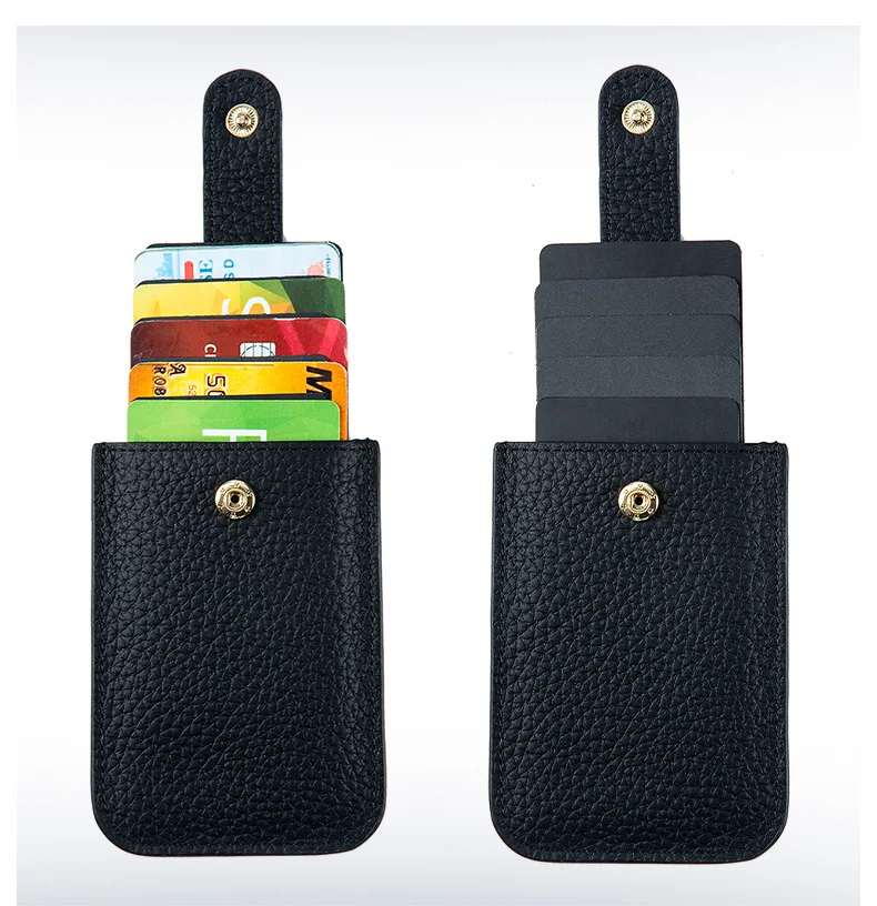 Faux Leather Card Holder Large Capacity Pull-out 6 Slots Portable Business Card Bank Card Driver License Organizer Storage Bag