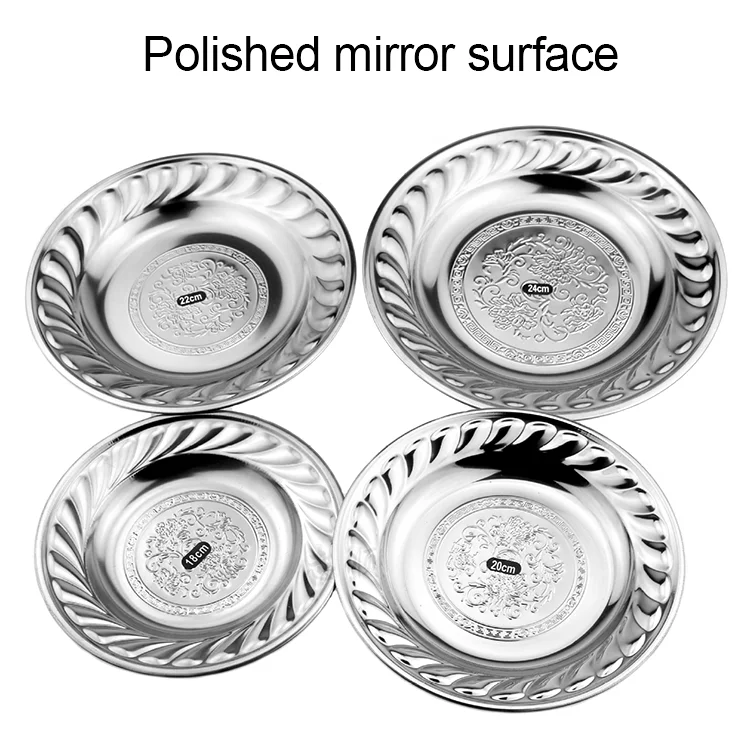 Decorative Fancy Customized Wedding Dinner Plate Dish Round Tray Stainless Steel Dinnerware Plates For Restaurant
