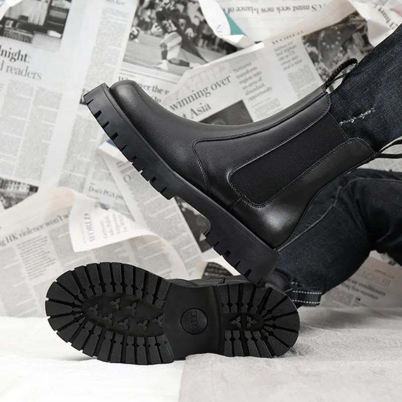 Dropshipping Custom Logo New Arrival Chelsea Boots for Men Casual Genuine Leather Boots