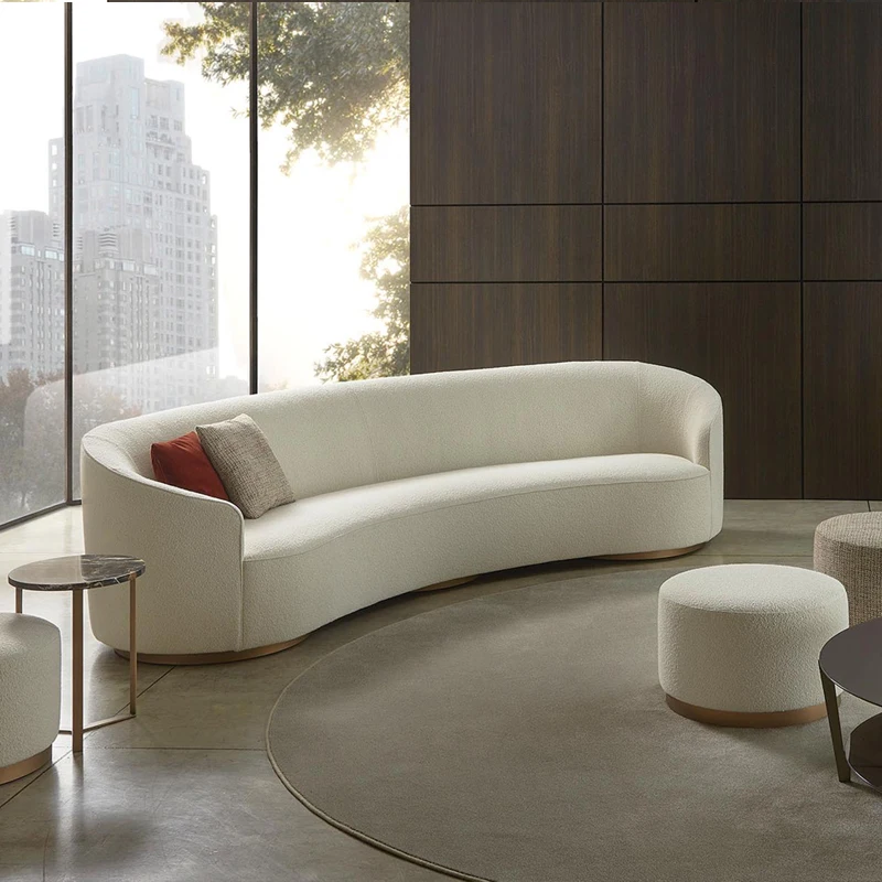 Modern Nordic velvet Sofa Curved Sofa Couch Living Room Home Office Upholstery Fabric Half Round Circle Sofa