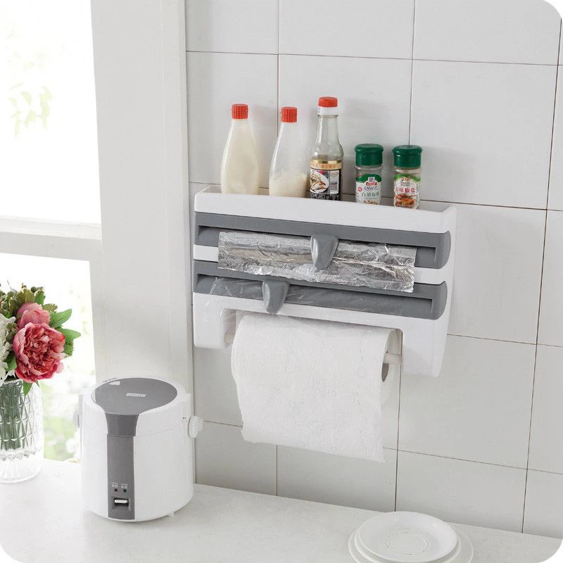 Kitchen Paper Holder Hanger Tissue Roll Towel Rack Bathroom Toilet Sink Door Hanging Organizer Storage Hook Holder Rack