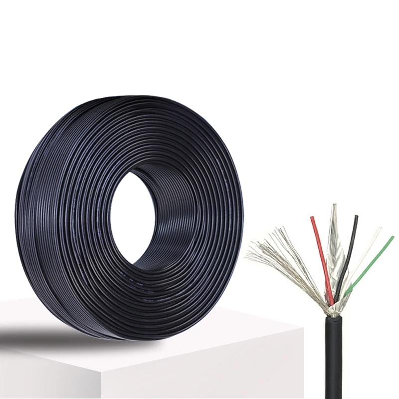 USB 2.0 data cable 2725 24+28 AWG 4 cores Twisted Pair Electrical Wires TPE Sheathed OD 4.0MM aluminum foil braid shielded cable