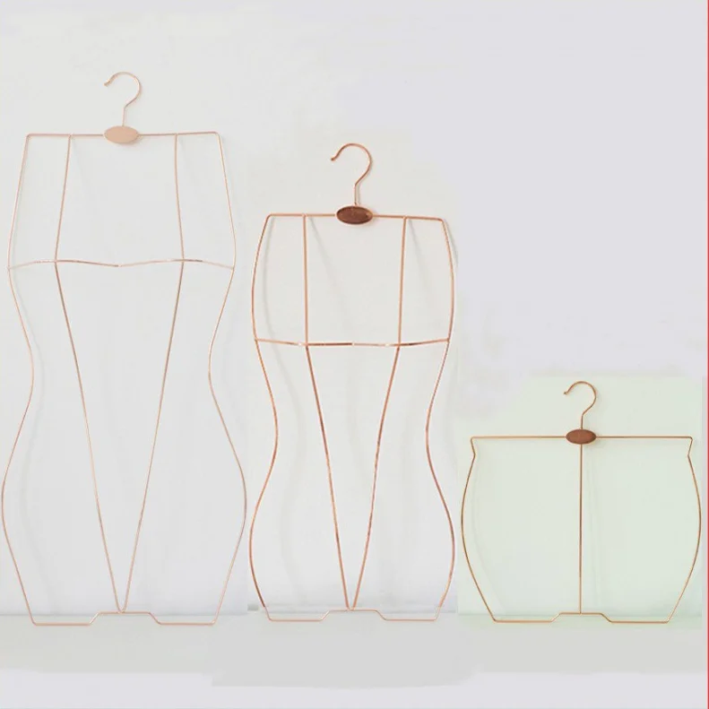 Sandbeach Hot Sale Rose Gold Swimwear Hanger Body Shape Metal Hangers For Swimwear Bikini Display Metal Swimsuit Hanger