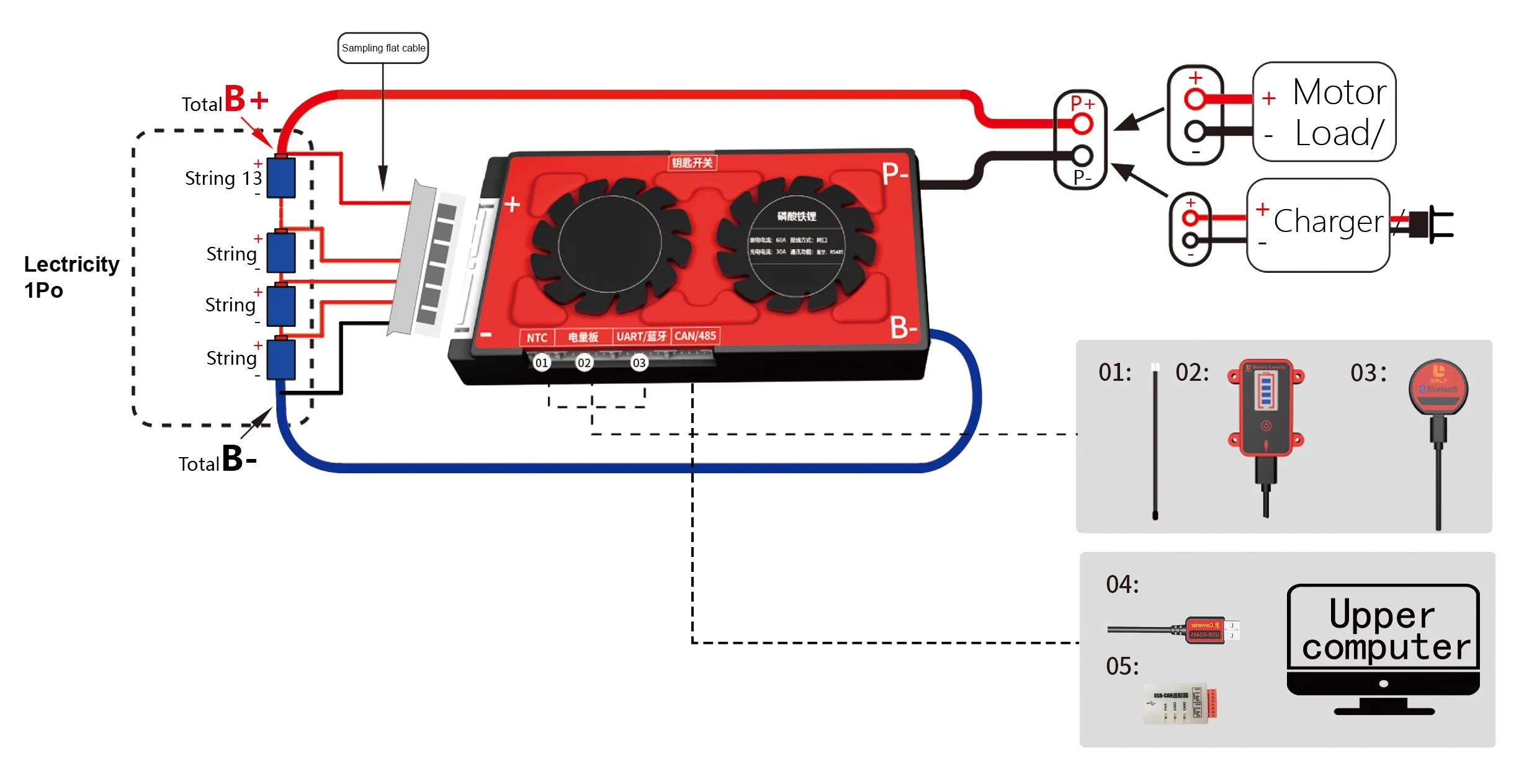  Литий-ионный Аккумулятор LifePO4 LTO PCBA 48 в BMS 16S для литиевой