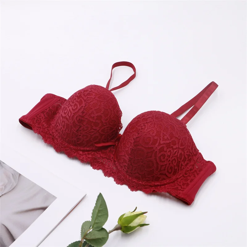 JUNXI Sexy Floral Lace Bra Thin Wire Lace Mesh Brassiere Breast Massager Bra High Quality Bra