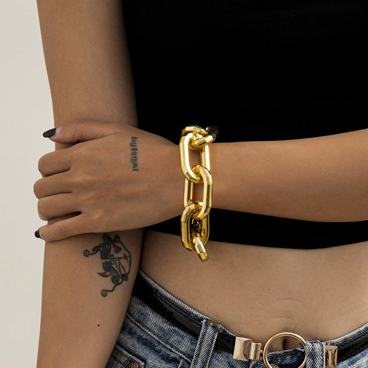 Punk Chunky Chain Bracelet for Women Steampunk Gothic Cuban Thicken Anklet Men Cool Bracelet Hip-Hop bangle Charm Jewelry