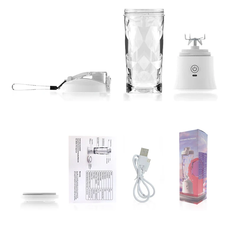 6 Blades Juicer Cup 600ml USB Rechargeable Smoothie Fresh Juicer Blender Mini Portable Wireless Juicers