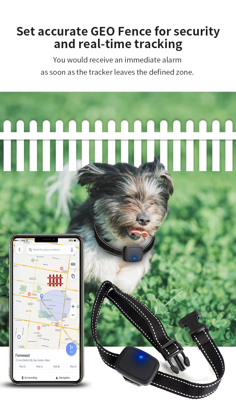 Waterproof Pet Tracker Sim Card GPS Tracker With Electronic Fence and Voice Call Function Cat and Dog GPS Collar