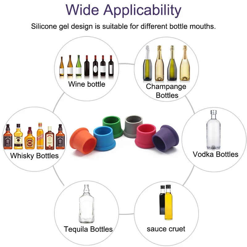Food Grade Pure Silicone Whiskey Wine Bottle Cork Stopper Champagne Caps