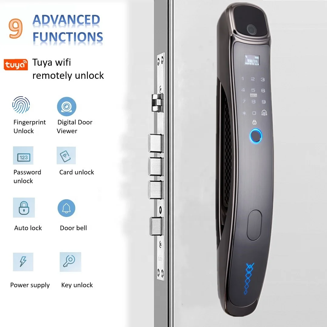 Ulock Intercom Smart TUYA APP fingerprint gate lock with inside camera digital door viewer