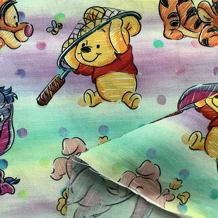 Wholesale cartoon printed fabric 100%cotton  plain woven fabric for children custom print cotton fabric
