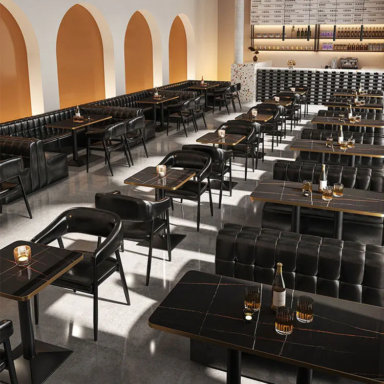 Vintage U Shaped Cafe Booth Restaurant Sets For Bar Ktv Hookah Short Table And Chairs Pu Leather Night Club Sofa