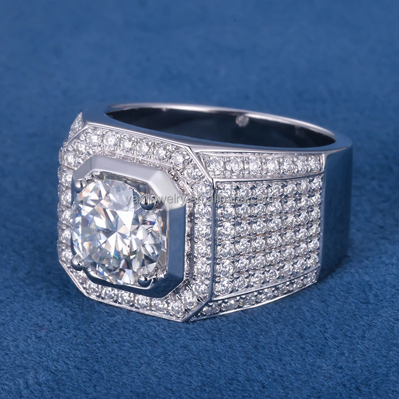 Factory Men S925 sterling silver 9K 10K 14K 18K Solid Gold VVSD Moissanite Hip pop Style Ring