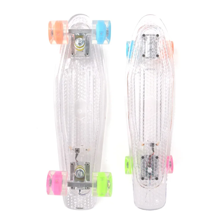 Cal 7 Complete Mini Cruiser Plastic Skateboard Cruiser Board Deck with Big LED Wheel