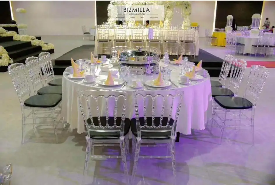 2023 Hot Selling Acrylic tiffany White Wedding Transparent Resin Phoenix Napoleon Wedding Chairs