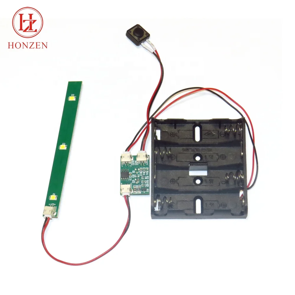 4AA battery operated small size 2835 smd press button led blinking light with wires