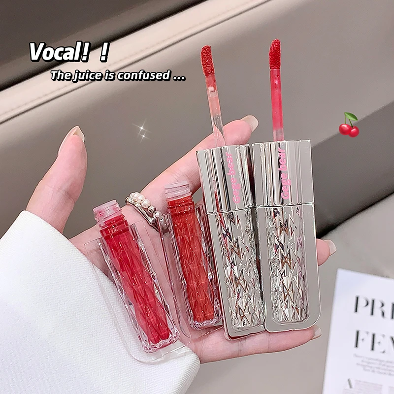 NEW GEGE BEAR Double-Headed Lip Glaze Matte & Mirror 2 in 1 Vivid Colors Multipurpose Not Easy To Fade Cute Lip Gloss