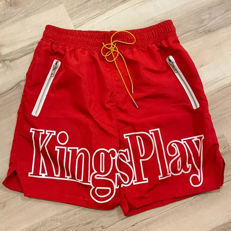 Xuhui Wholesale King Play Same Nylon Custom Logo 100 Polyester Drawstring Shorts Sweatpants Gym Beach Shorts Men