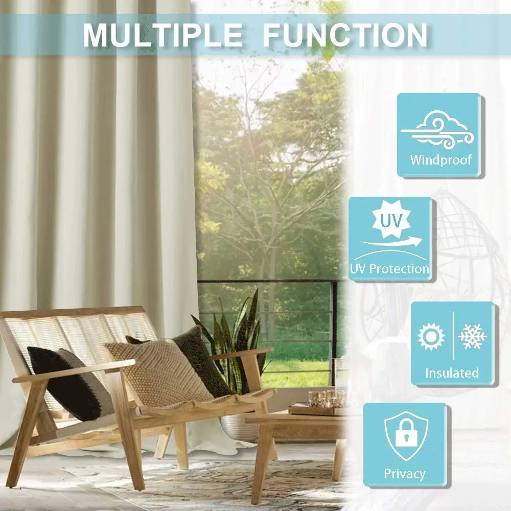 Extra Wide Outdoor Curtains for Porch Waterproof Privacy Blackout Curtains Shades for Patio Garage Pavilion Pop up Tent