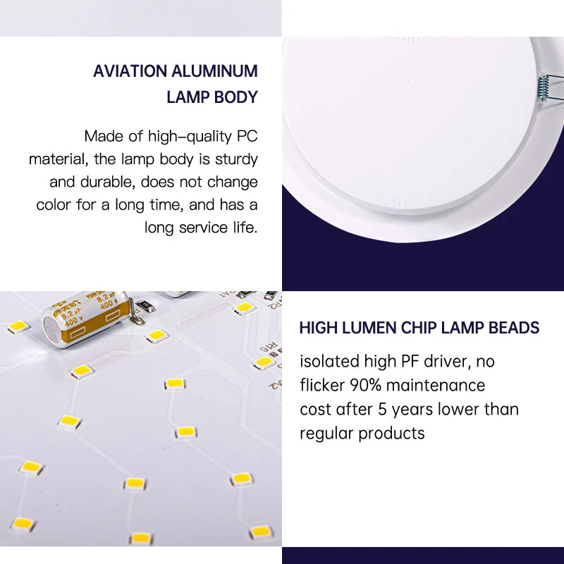 Ultra-slim small decorative recessed ceiling flat wall backlit round led panels lighting lamp 220v all plastic pp back with led