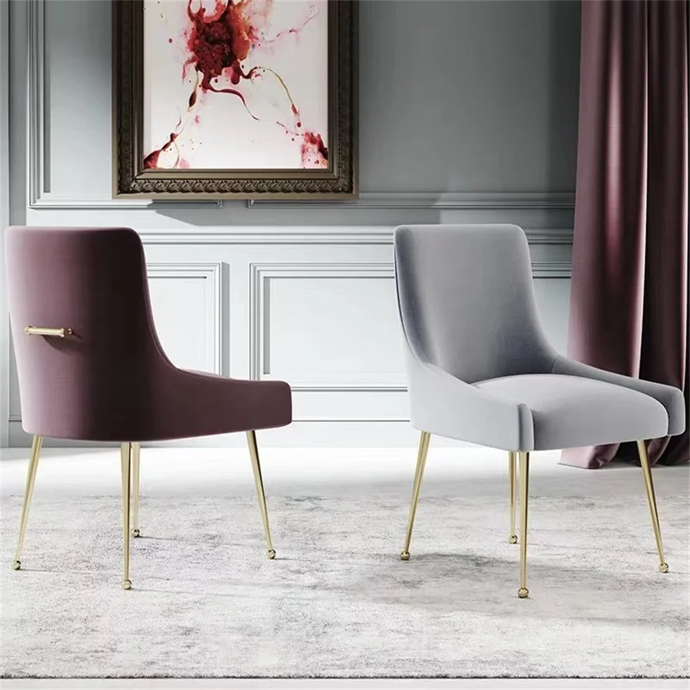Home furniture factory hot sale metal dining room chairs modern velvet dining chair
