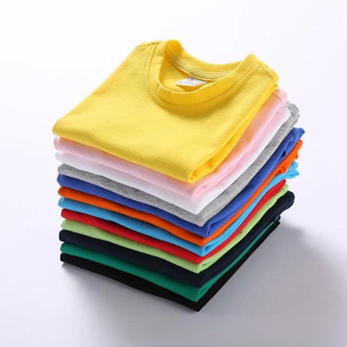 Summer Children Short Sleeved Solid Color T shirt Boys Girls Casual Pure Cotton Children T-shirt