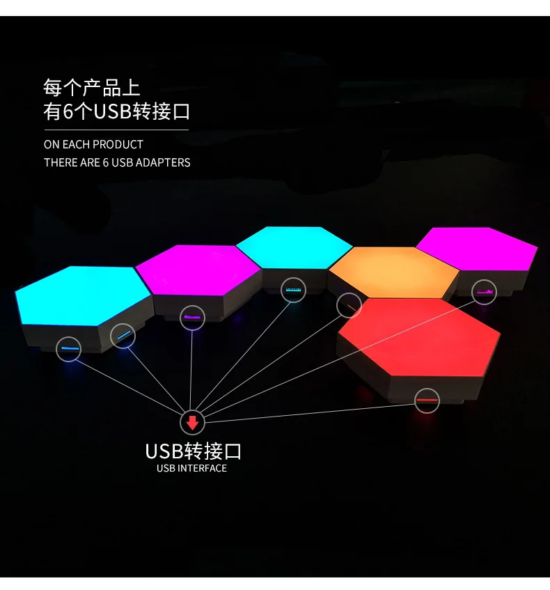 DIY Geometry Hexagon Gaming Light Dream Color LED For Wall Decoration Usb Smart Home Light