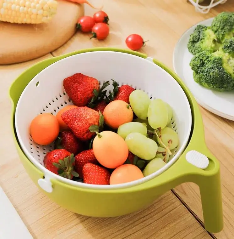 Двухслойная миска для мытья фруктов и овощей домашняя кухонная раковина вращающаяся