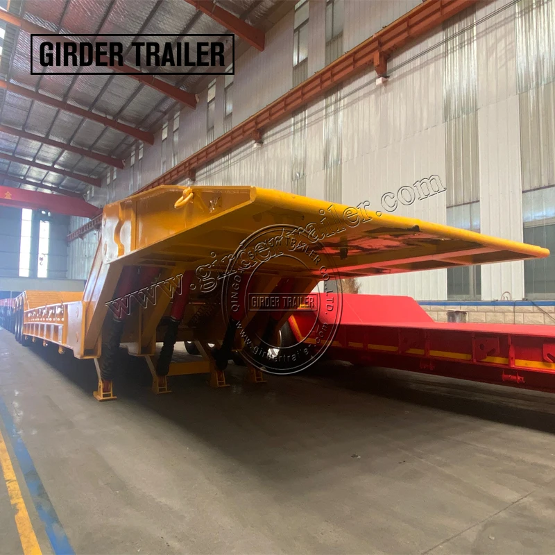 2 axle 3 axle 4 axle folding gooseneck drop deck lowboy semitrailer 80T 100 T 120 tonnes goose neck trailer for sale