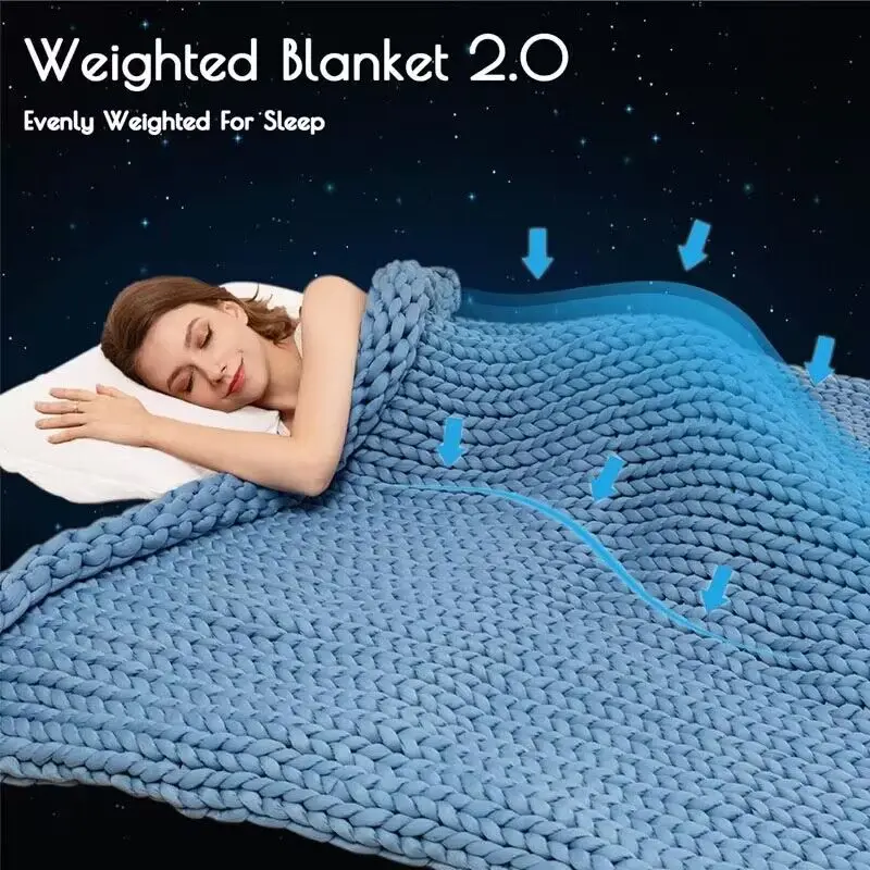 Home Decor Giant Yarn chunky knit weighted blanket Braided Sensory Autism weighted blanket knitted