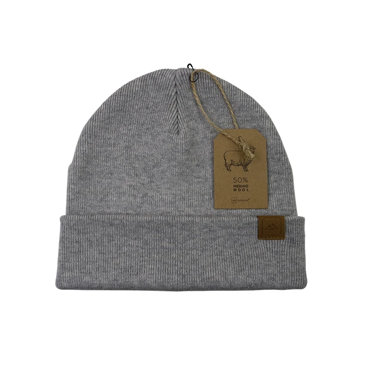 Premium Quality Custom Brand Label Merino Wool Knitted Winter Snow  Ski Toque Hat Tuque Beanie Cap