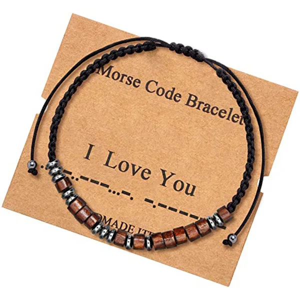 Morse Code Bracelets Inspirational Gifts for Teens Best Friend Friendship Dainty Adjustable Beaded Wrap Bracelet