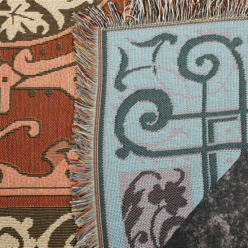 100% Cotton Custom Tapestry Woven Blanket Bohemian Picnic Rugs Throw  Rugs