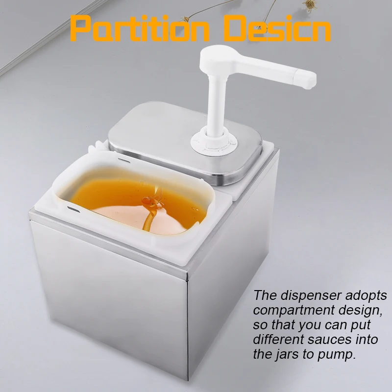 DaoSheng Wholesale 2 Heads Stainless Steel Tabletop Ketchup Condiment Pump Sauce Dispenser Hanging Sauce Dispenser Pump