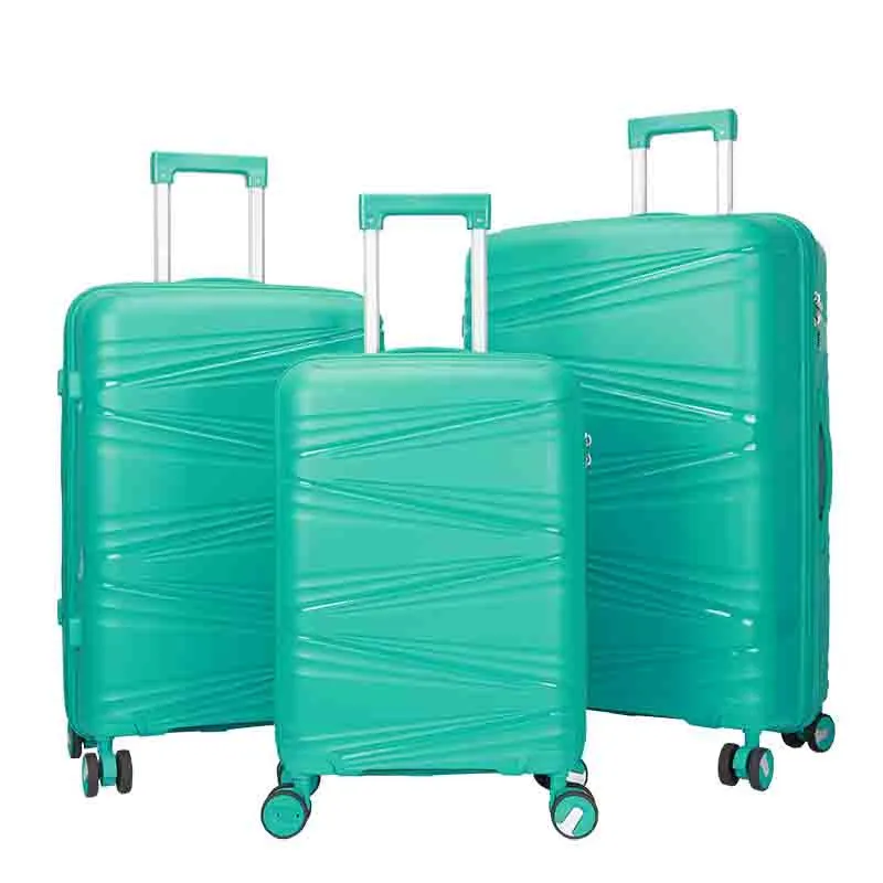 Custom Logo PP Material 360 Degree Universal Noiseless Wheels Walking Wardrobe 3 pcs Set Travel Trolley Luggage Suitcases