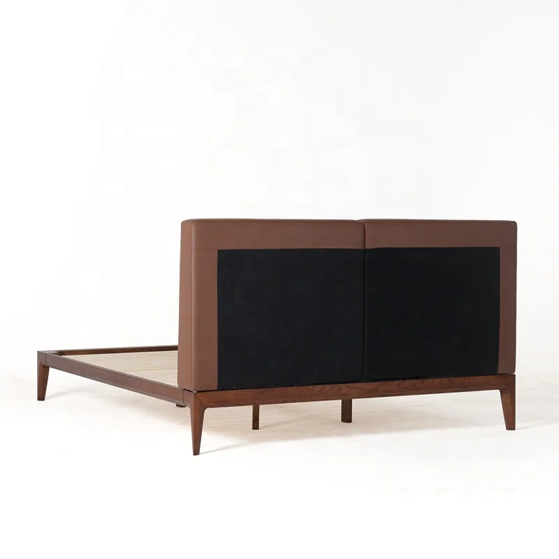 Light Luxury Solid Wood fabric Upholstered Bed Modern Minimalist Wooden Bedroom Furniture 1.5m noridc design Beds