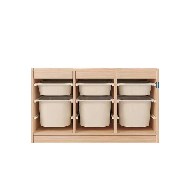 Solid Wood Living Room and Preschool Bookcase & Toy Storage Cabinet Multi Purpose Home Furniture Set