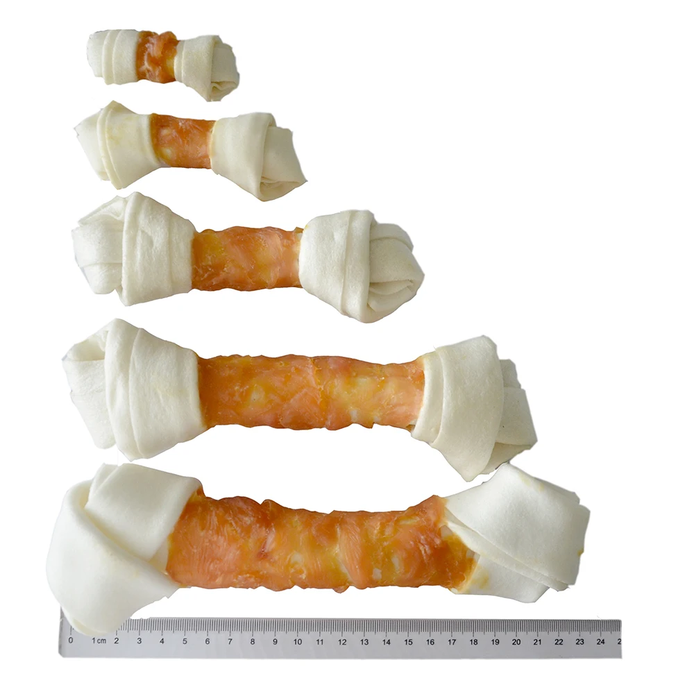 Премиум лакомство для собак фабрика различные размеры куриная обертка сыромятная кость узелкованная Жевательная закуска из сыромятной кожи