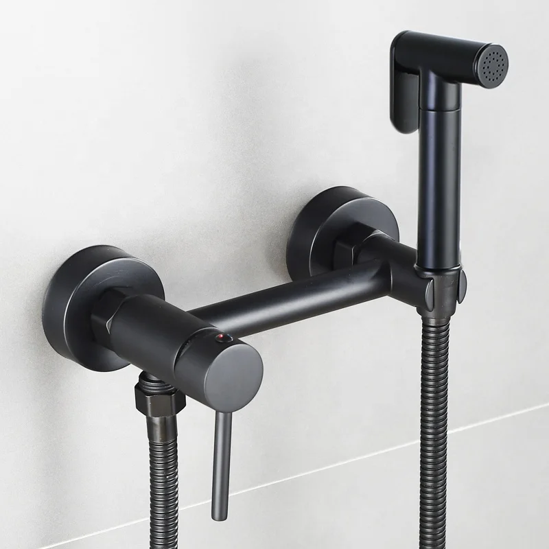 Chrome Black Wall Mount High Quality Portable Brass Bathroom Shattaf Handheld Toilet Bidet Sprayer Kit Set