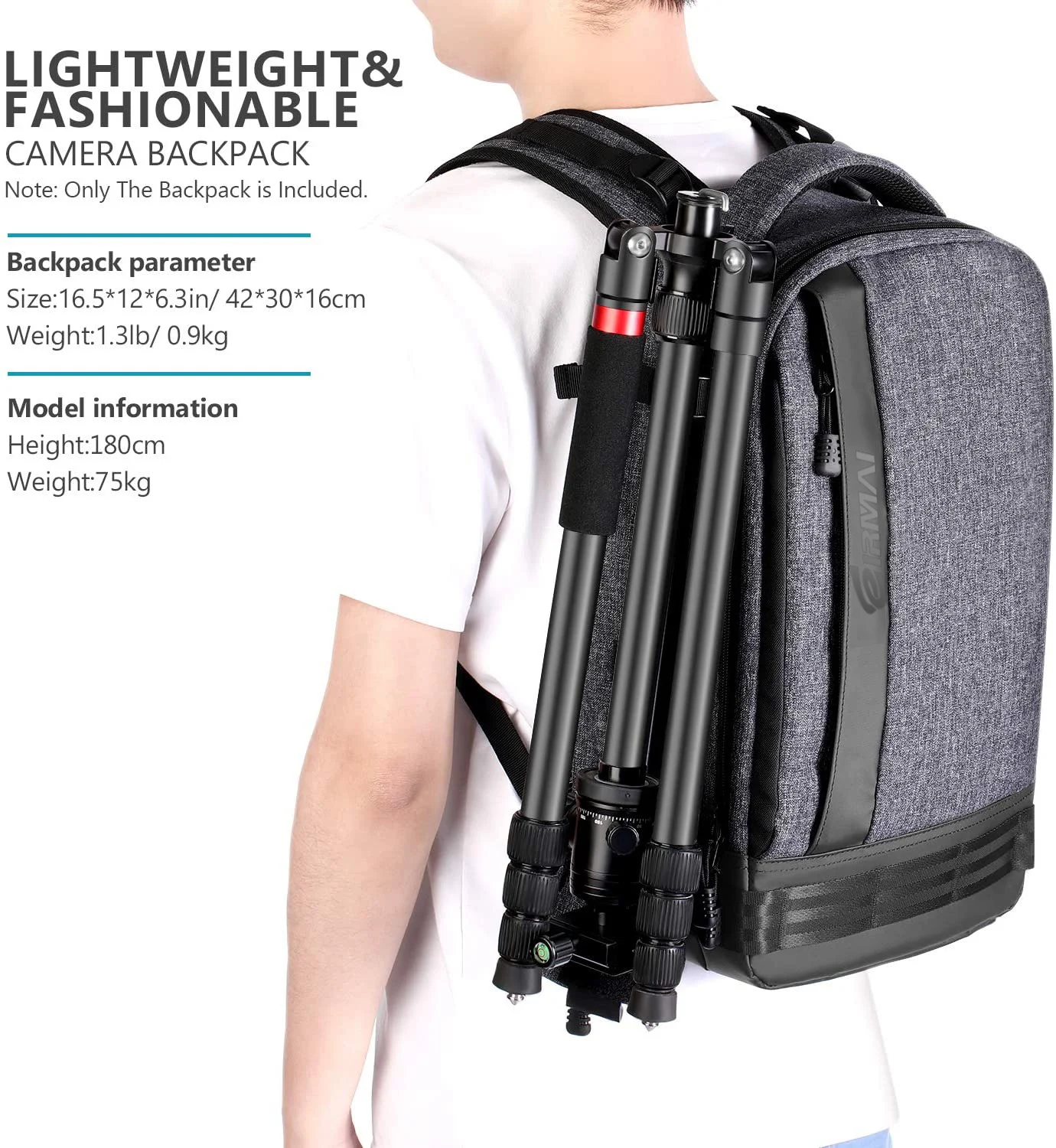 
Camera Backpack Large Size Photography Bag for Canon Nikon DSLR, 13.3' Laptop,Tripod (Grey) 