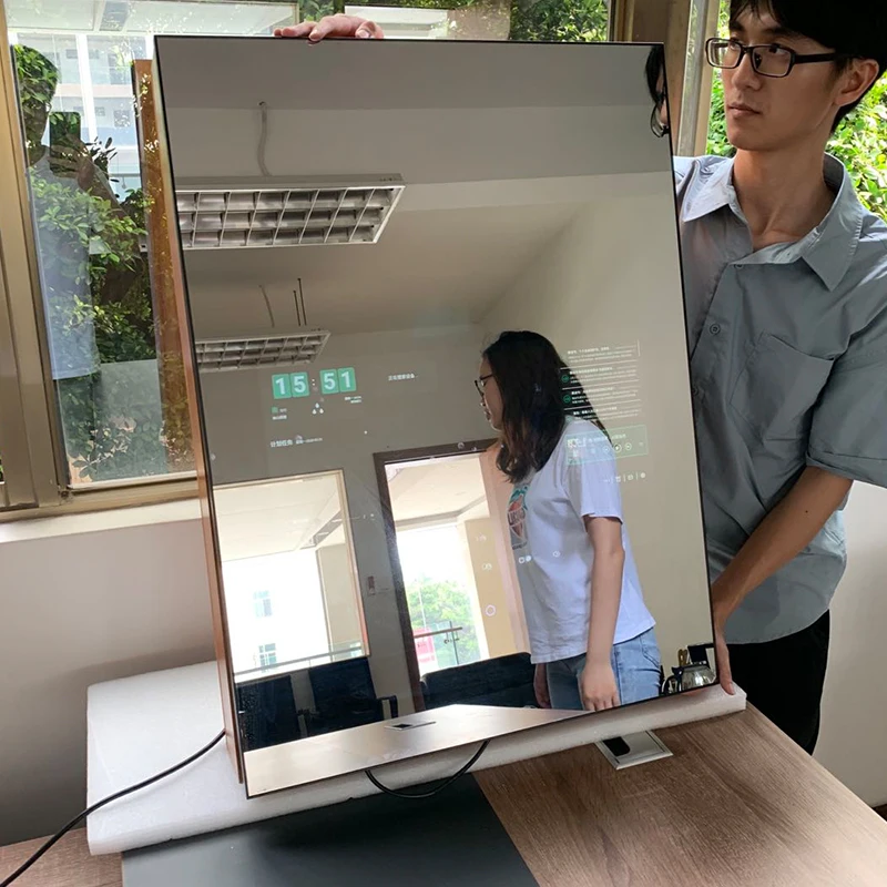 Factory wholesale MOQ 50pcs customized luxurious LCD android mirror with tv screen