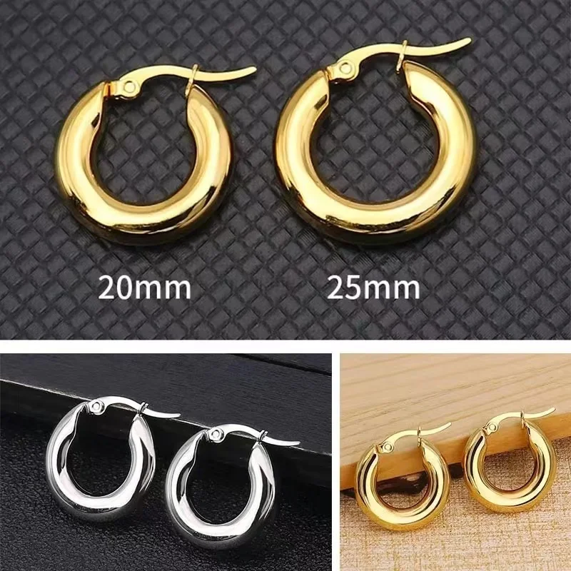 5mm Stainless Steel Thick Glazed Popular Cheap Simple Earring Hoop Jewelry