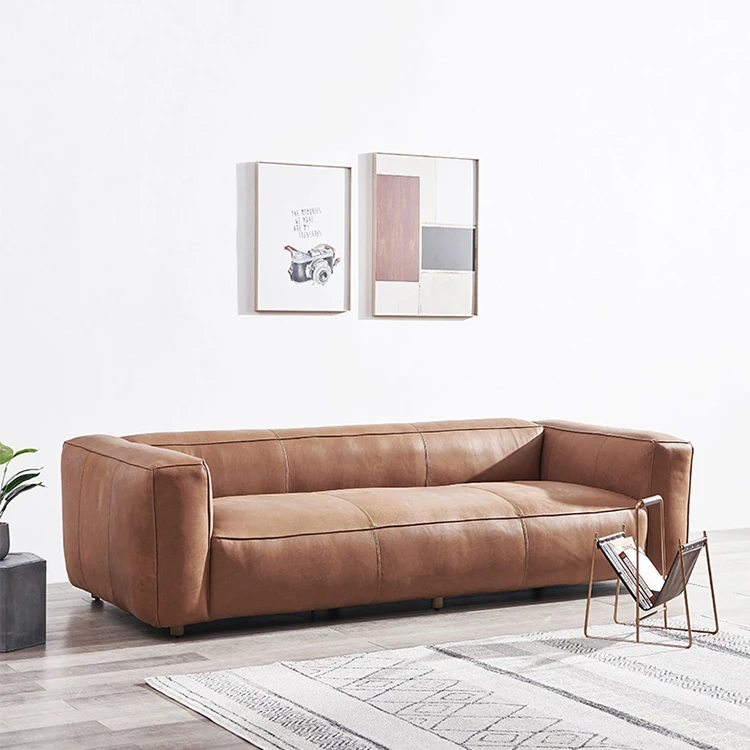 Living Room Furniture Designer Italian Imported Leather Down Latex Soft Comfortable Sofa