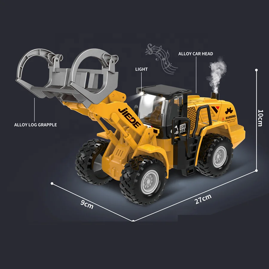 1:40 Alloy Engineer Cars Grab Kids Truck Friction Powered Heavy Wheeled Feller Buncher for Educational Toys