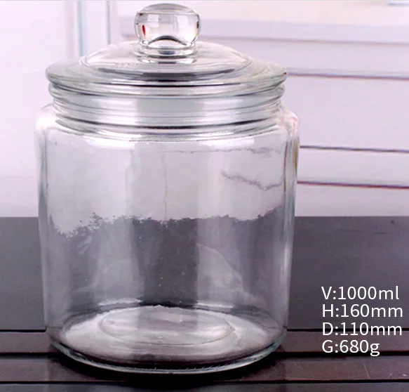 Kitchen 1liter 2 liter 4L 6L 8L large capacity food storage glass container with glass lid glass food storage container