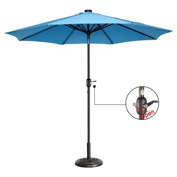 China Factory Supply 2020 Outdoor Patio LED Umbrella Auto Tilt