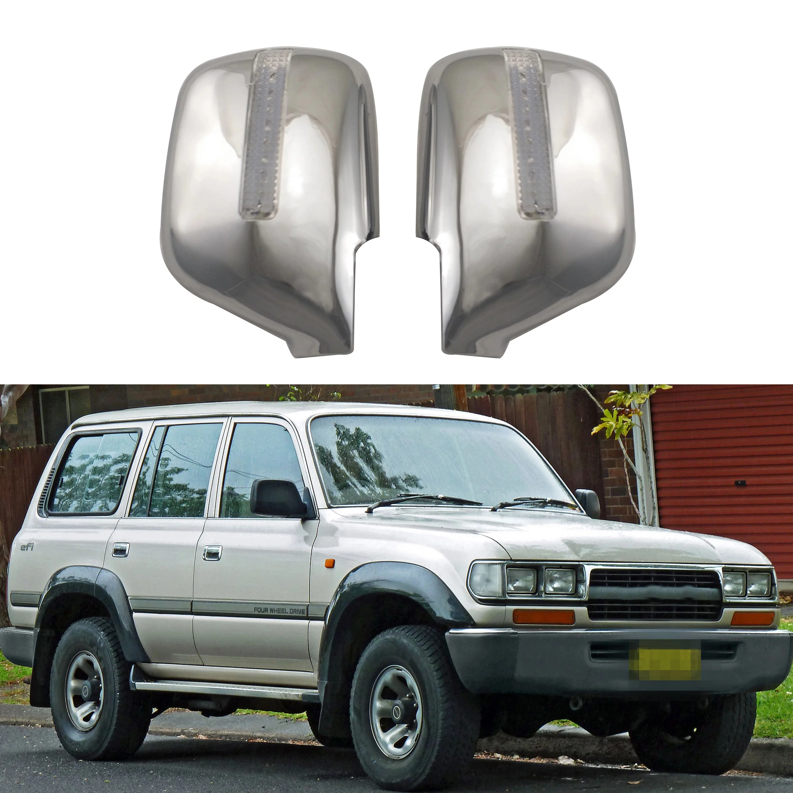 HGD For Toyota Land Cruiser Autana 4500 FJ80 1992-2008 ABS chrome Car Rearview Side Mirror Cover trim LED accessories mirror cap