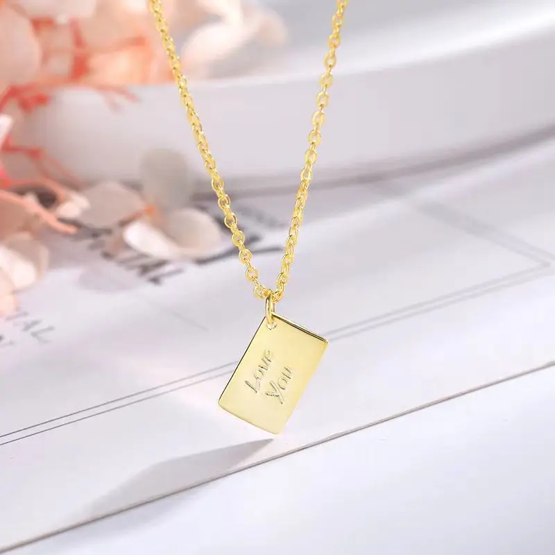 ODM Collier Inoxydable Stainless Steel Couple Love Letter Envelope Pendant Necklace